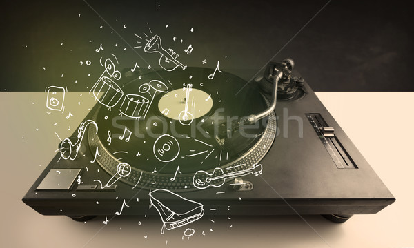 Foto stock: Prato · giratório · jogar · música · clássica · ícone · música