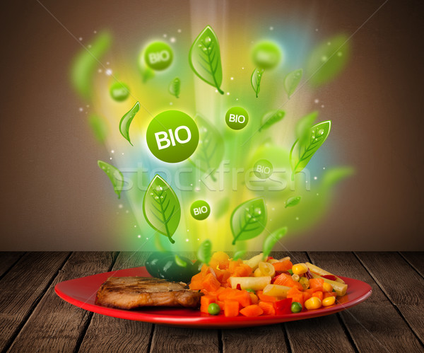 Saine bio vert plaque alimentaire [[stock_photo]] © ra2studio