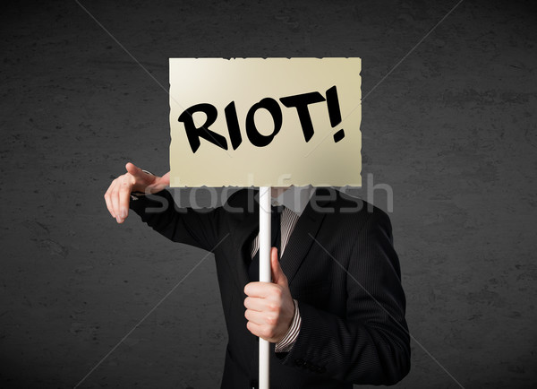 Empresario protesta signo demostración bordo Foto stock © ra2studio