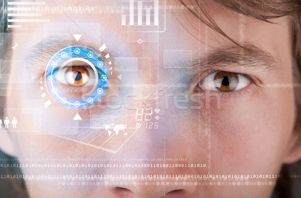 Futuriste modernes homme technologie écran oeil [[stock_photo]] © ra2studio