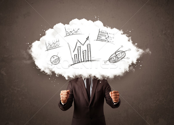 ストックフォト: エレガントな · ビジネスマン · 雲 · 頭 · 手描き