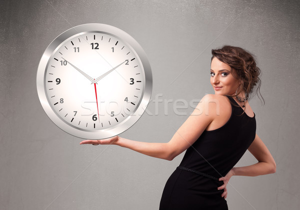 Atraente senhora enorme relógio jovem Foto stock © ra2studio