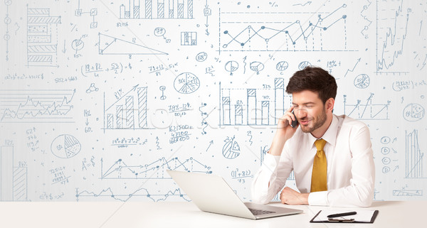 Stock photo: Businessman with diagram background