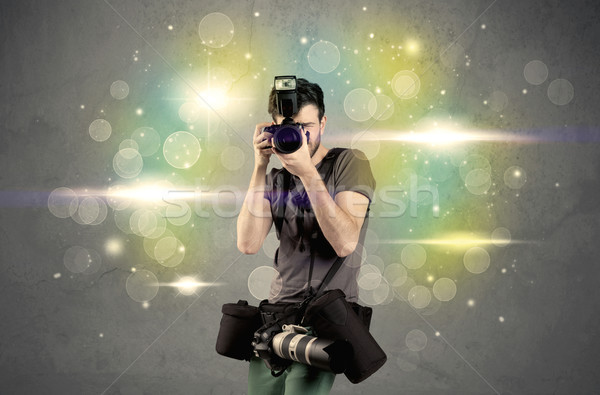 Fotoğrafçı ışıklar genç amatör profesyonel Stok fotoğraf © ra2studio