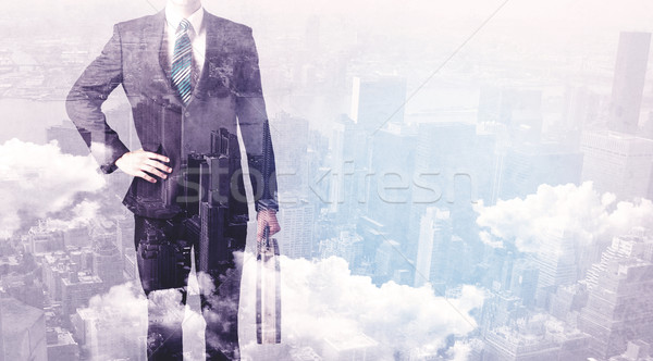 Geschäftsmann stehen Stadt Business Mann Stock foto © ra2studio
