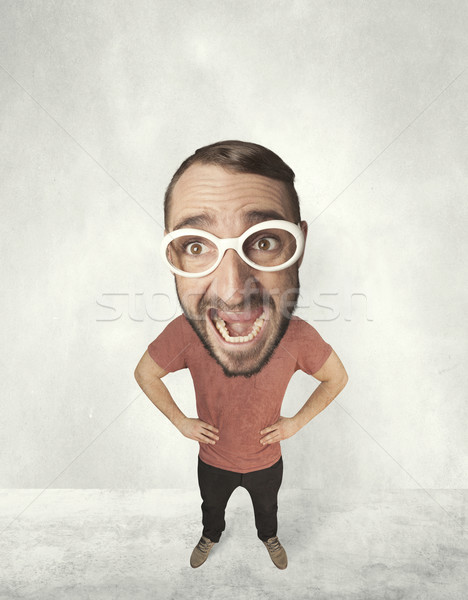 Person groß Kopf funny Gesichtsausdruck Hand Stock foto © ra2studio