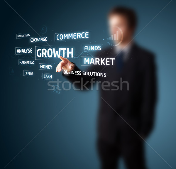 Businessman pressing modern business type of buttons Stock photo © ra2studio
