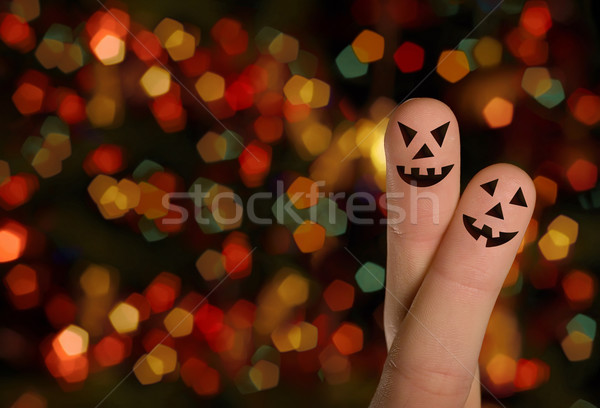 Halloween pumpkin Finger hug Stock photo © ra2studio