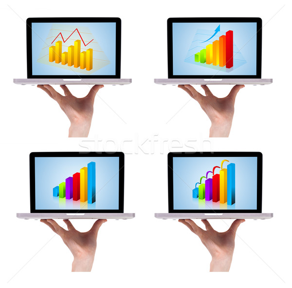 Dimensional colorful chart collection in laptop 1 Stock photo © ra2studio