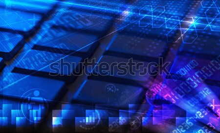 Keyboard with glowing programming codes Stock photo © ra2studio