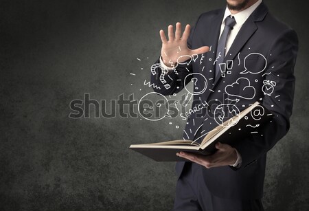 Stock photo: Sketched explosives coming out of gun shaped hands