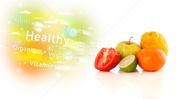 Colorido suculento frutas saudável texto sinais Foto stock © ra2studio
