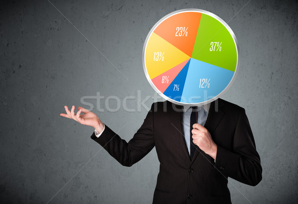 Businessman holding a pie chart Stock photo © ra2studio