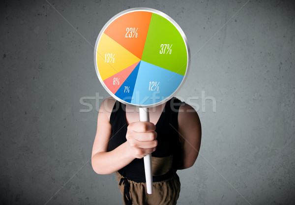 Young woman holding a pie chart Stock photo © ra2studio