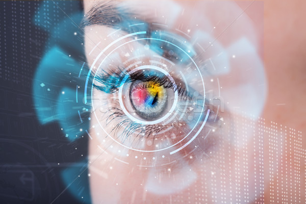 Avenir femme technologie oeil panneau ordinateur [[stock_photo]] © ra2studio