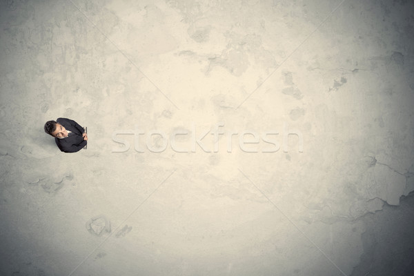 Człowiek biznesu górę stałego kopia przestrzeń pustyni działalności Zdjęcia stock © ra2studio