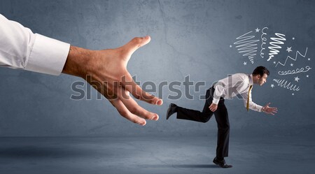 Foto stock: Estresante · empresario · ejecutando · grande · mano · oficina