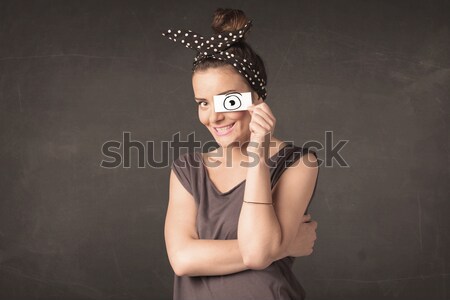 Foto stock: Jovem · bobo · menina · olhando · olho