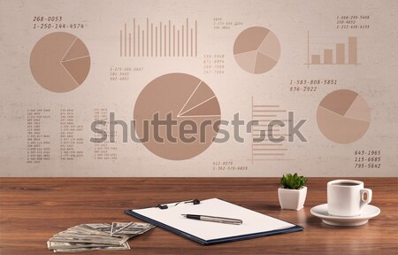 Foto stock: Gráfico · mesa · de · escritório · gráfico · negócio · torta