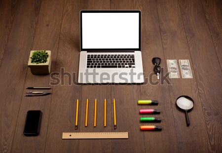 Business Schreibtisch Bürobedarf modernen Laptop weiß Stock foto © ra2studio