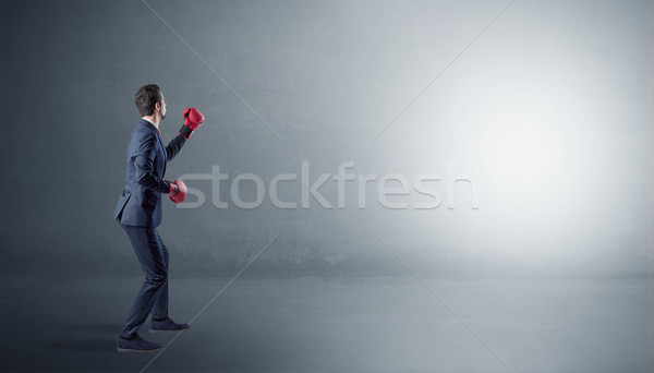 üzletember harcol üres hely boxkesztyűk test háttér Stock fotó © ra2studio