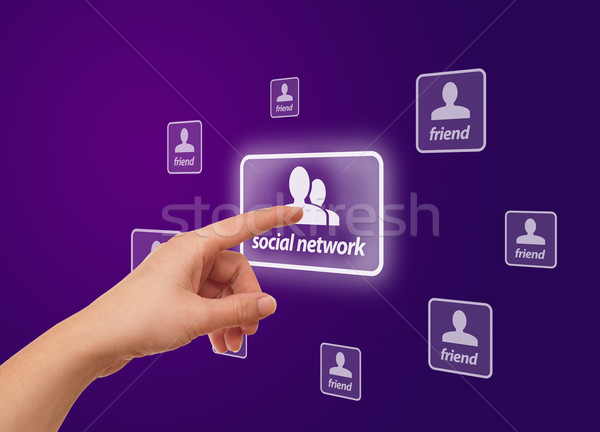 Kéz kisajtolás közösségi háló ikon nő üzlet Stock fotó © ra2studio