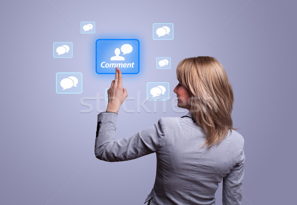 hand pressing social network icon Stock photo © ra2studio