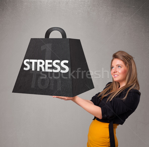 Stockfoto: Jonge · vrouw · een · stress · gewicht · aantrekkelijk