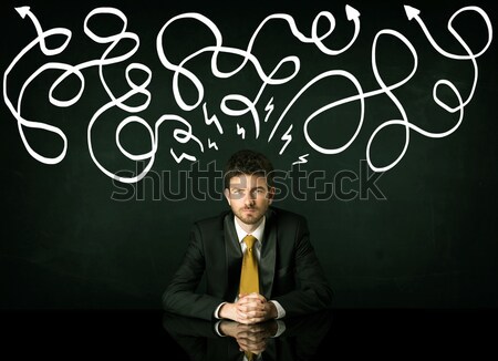 ビジネスマン 座って デスク 落ち込んで 男 作業 ストックフォト © ra2studio