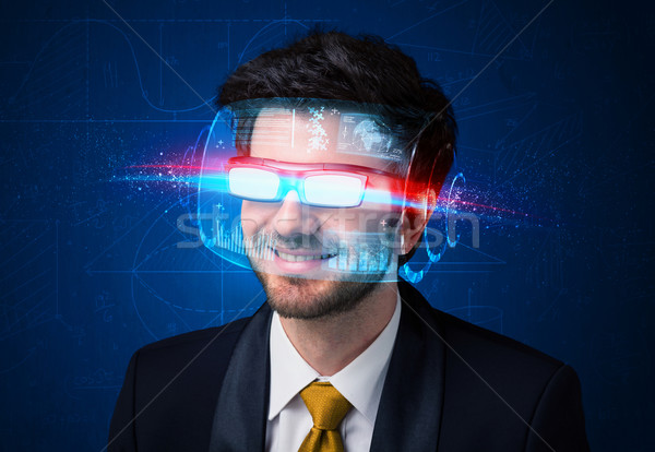Man with future high tech smart glasses  Stock photo © ra2studio