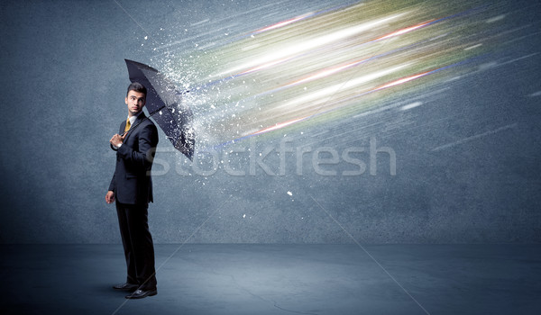 деловой человек свет зонтик бизнеса воды работу Сток-фото © ra2studio