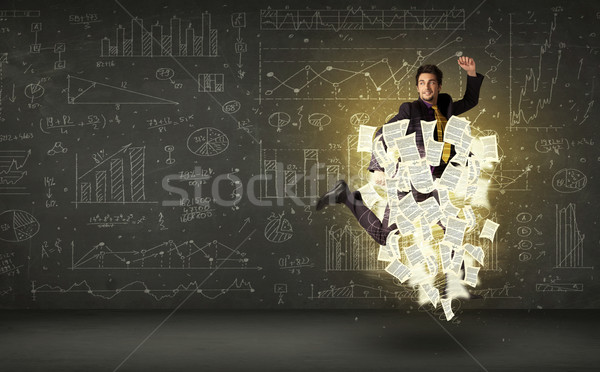 Guapo empresario saltar papel documento nube Foto stock © ra2studio