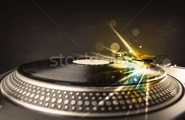 Lecteur de musique jouer vinyle lueur lignes besoin Photo stock © ra2studio