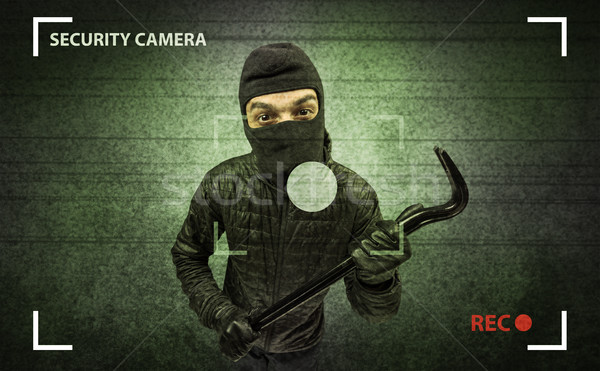 Włamywacz działania domu kamery strony ściany Zdjęcia stock © ra2studio