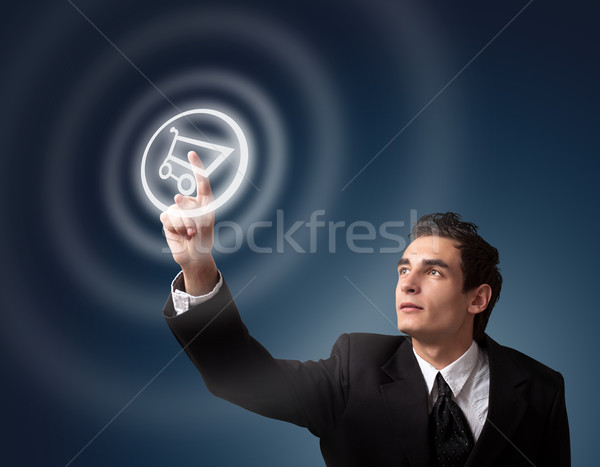 business man pressing button  Stock photo © ra2studio