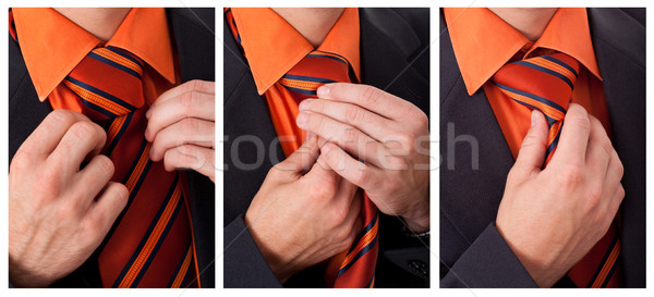 Detail of a man, fixing his tie Stock photo © ra2studio