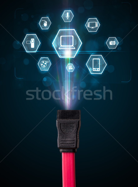 Eléctrica cable multimedia iconos fuera Foto stock © ra2studio