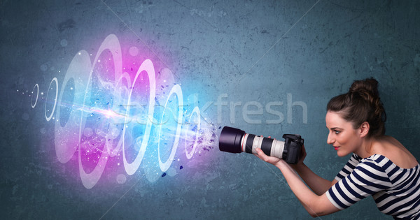 Photographe fille Photos puissant lumière Photo stock © ra2studio