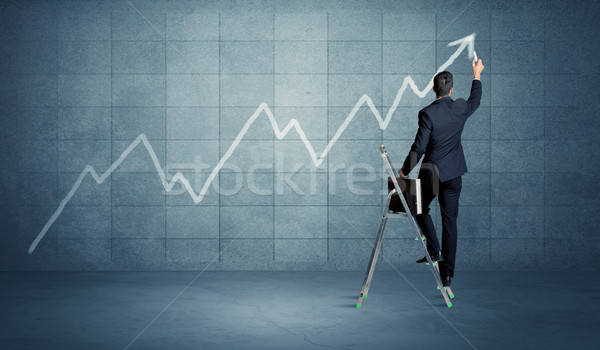 Man drawing line from ladder Stock photo © ra2studio