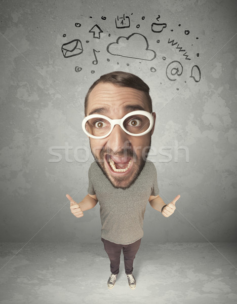 Big head person with social media marks Stock photo © ra2studio