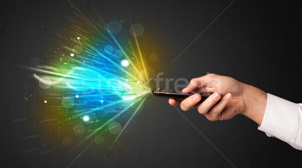 Hand afstandsbediening explosief signaal Stockfoto © ra2studio