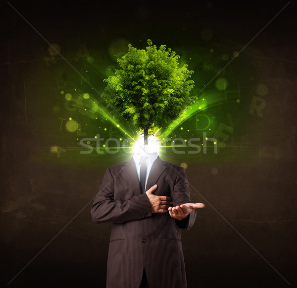 Man with green tree head concept Stock photo © ra2studio