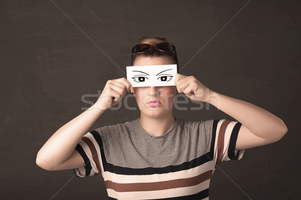 Hülye ifjonc néz kézzel rajzolt szem papír Stock fotó © ra2studio