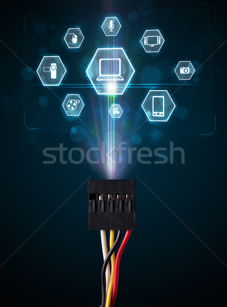 Foto stock: Eléctrica · cable · multimedia · iconos · fuera