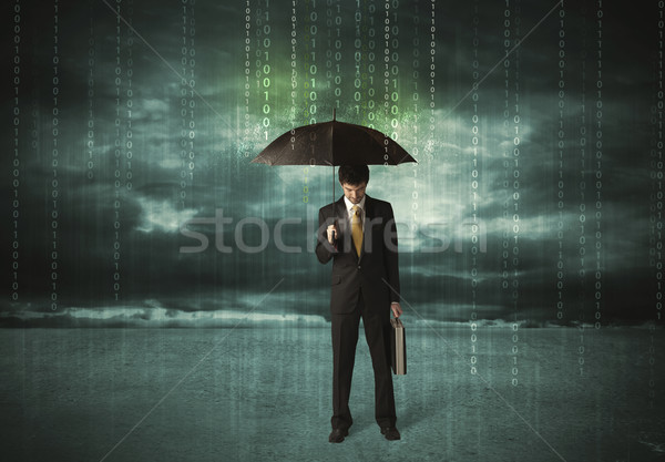 Homme d'affaires permanent parapluie protection des données internet homme [[stock_photo]] © ra2studio