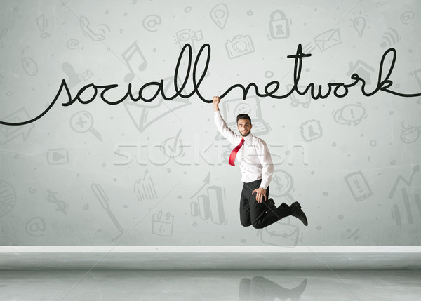 Impiccagione imprenditore social network corda business mano Foto d'archivio © ra2studio