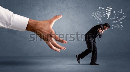 Stressig Geschäftsmann läuft groß Hand Büro Stock foto © ra2studio