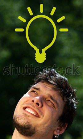 Young head looking at shipping and order signs Stock photo © ra2studio