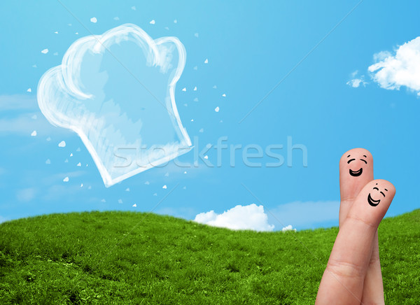 Feliz cara sonriente dedos mirando ilustración cocinar Foto stock © ra2studio