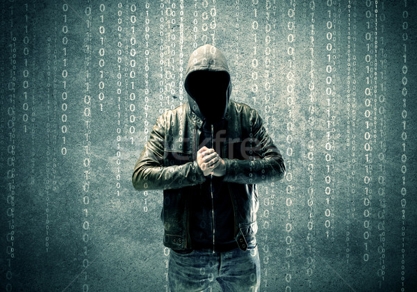 Boos mysterieus hacker nummers volwassen online Stockfoto © ra2studio
